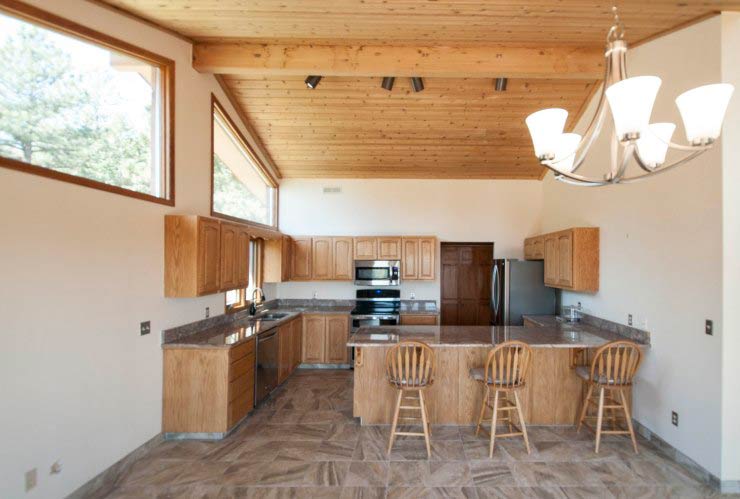old kitchen with peninsula island